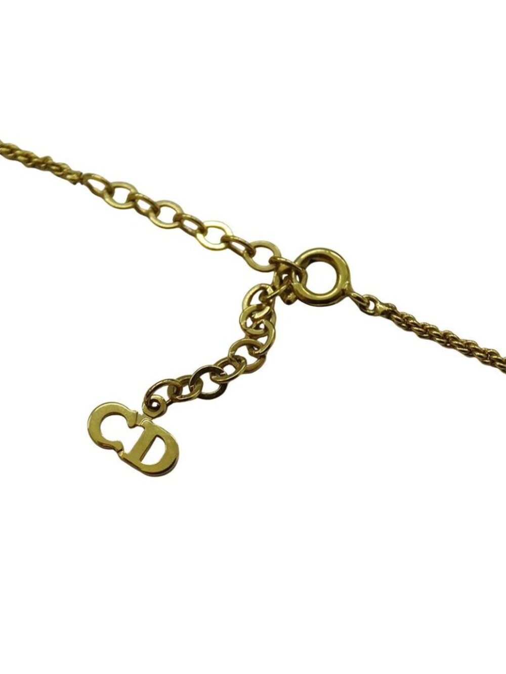 Dior Necklace Rhinestone Logo Gold - Picture 5 of 7